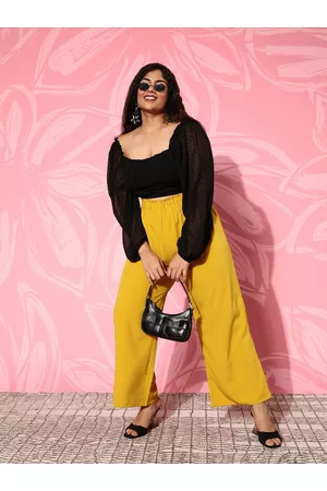 Berrylush Women Plus Size Relaxed Straight Fit High-Rise Culottes Trousers