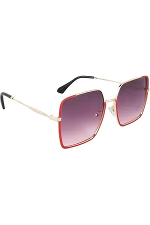 Giordano Women Pink Lens & Red Square Sunglasses with Polarised Lens