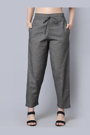 GRACIT Women Cropped Pure Cotton Loose Fit Trousers