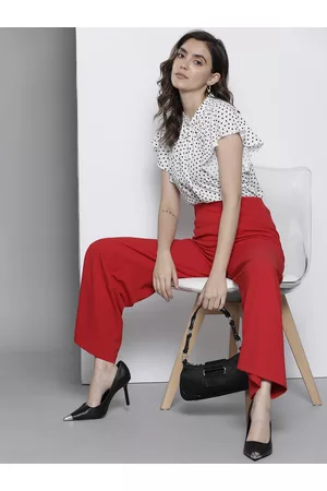 Boohoo White & Black Polka Dot Print Flared Sleeve Ruffles Top