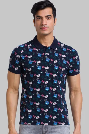 Parx Men Geometric Printed Polo Collar Cotton T-shirt