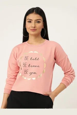 Sera Women Pink & Black Printed Sweatshirt