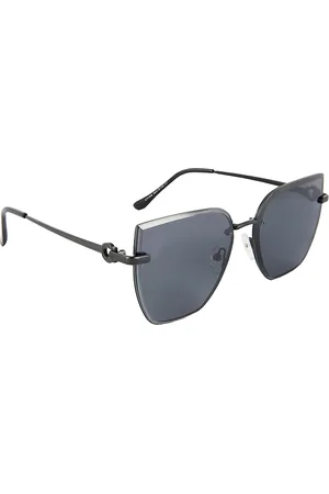Giordano Women Grey Lens & Black Cateye Sunglasses with Polarised Lens