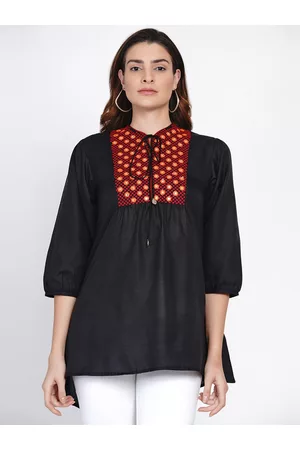 Bhama Couture Black Tunic with Embroidered Yoke
