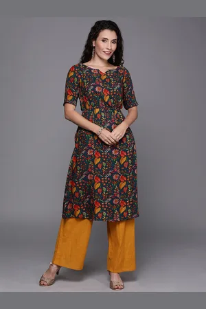 Ethnovog Women Teal Blue Pink Printed Made To Measure Straight Kurta