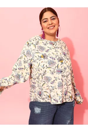 CURVY STREET Plus Size Floral Printed Top