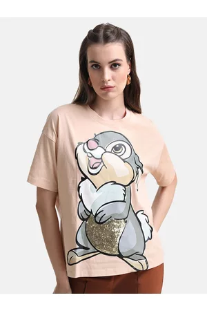 Kazo Women Thumper Printed Drop-Shoulder Sleeves Loose Disney T-shirt