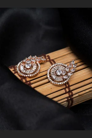 HOUSE OF ARLI Gold-Plated Circular Studs Earrings