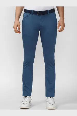 V Dot Men Blue Slim Fit Trousers