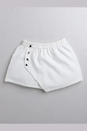 AWW HUNNIE Girls Loose Fit Low-Rise Asymmetric Skorts