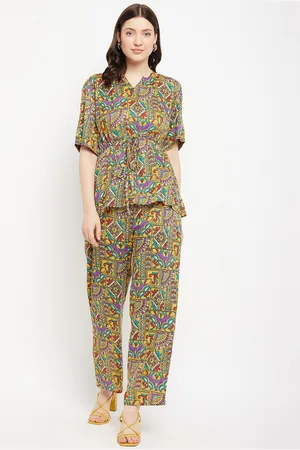 Color Cocktail Ethnic Motifs Printed Top & Trousers