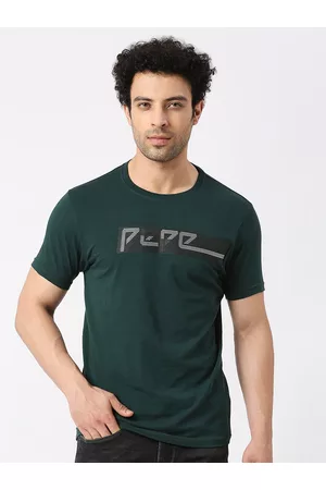 Pepe Jeans Typography Printed Round Neck Short Sleeves Slim Fit Cotton T-shirt