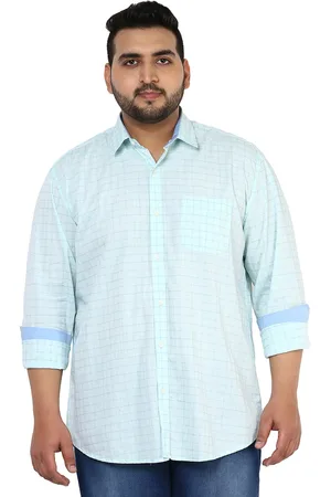 John Pride Plus Size Men Green Smart Fit Checked Casual Shirt