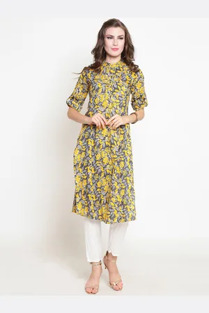 Sera Women Yellow & Grey Printed Kurta with Palazzos