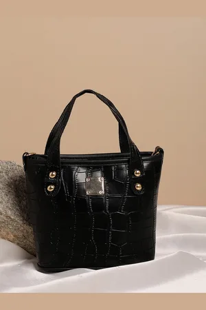Campus Sutra Women Black Textured PU Handheld Bag