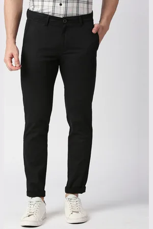 DRAGON HILL Men Mid Rise Plain Cotton Slim Fit Trousers
