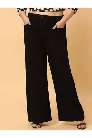 HJ HASASI Women Wide Leg High-Rise Cotton Jeans