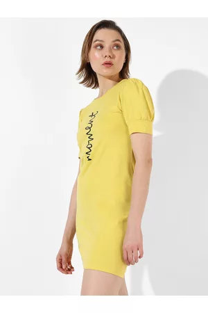Campus Puff Sleeve Sheath Mini Dress