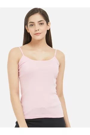 Fruit Of The Loom Women Vests - Women Pink Solid Non Padded Cotton Camisoles