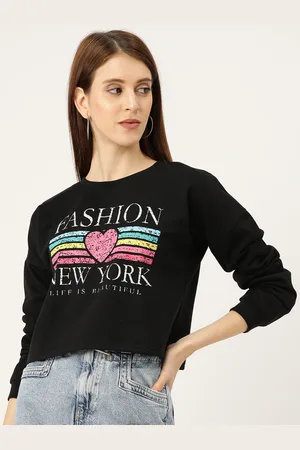Sera Women Black Printed Sweatshirt