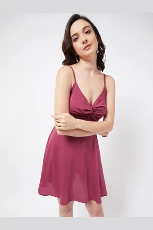 Color Capital Shoulder Strap Twisted Cut-Out Detail Fit & Flare Mini Dress