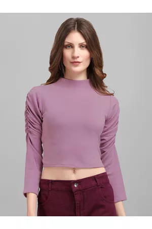 PURVAJA Women Purple Crop Top