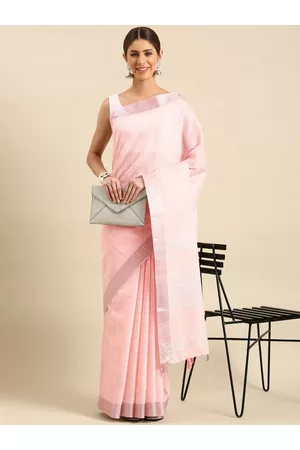 Kalini Woven Design Striped Zari Pure Linen Saree