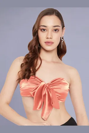 Martini Strapless Satin Crop Tube Knotting Party Top