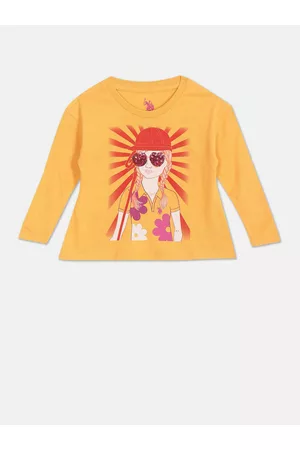 U.S. Polo Assn. Girls Graphic Printed Long Sleeves Pure Cotton T-shirt
