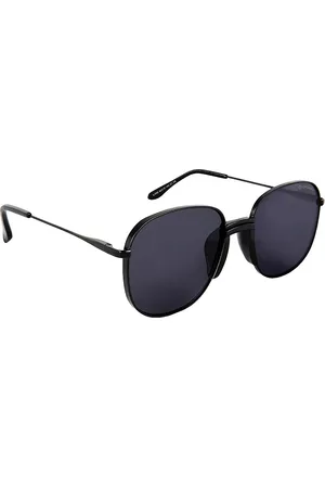 Giordano Women Grey Lens & Black Round Sunglasses with Polarised Lens