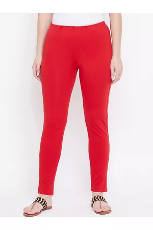 Castle Women Red Slim Fit Solid Stretchable Trousers
