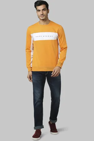 Park Avenue Men Orange & White Printed Sweatshirt