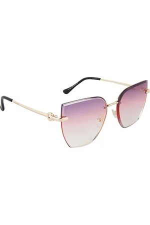 Giordano Women Purple Lens & Gold-Toned Cateye Sunglasses with Polarised Lens