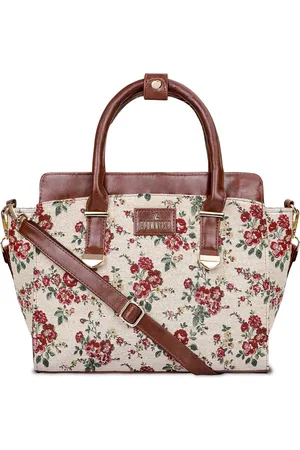 THE CLOWNFISH Zella Floral Printed Oversized Structured Handheld Bag