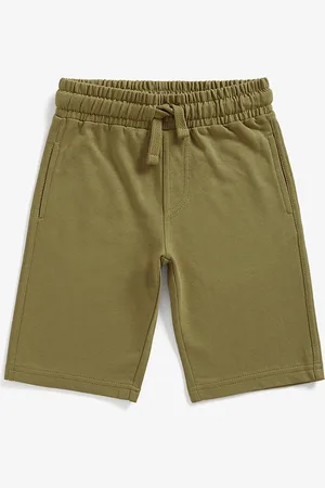 Mothercare Boys Olive Green Solid Regular Fit Mid-Rise Pure Cotton Regular Shorts