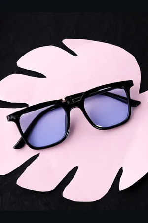 Spiky Unisex Kids Blue Lens & Black Square Sunglasses with UV Protected Lens 2957_BLK_BLU