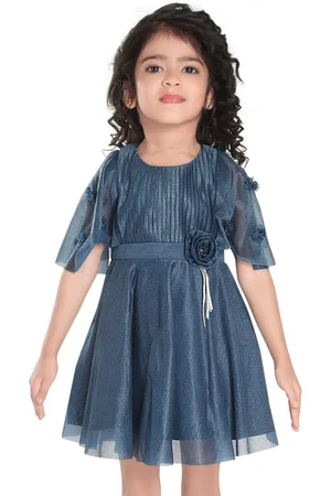 Peppermint Girls Embellished Net Flared Sleeves Fit & Flare Dress