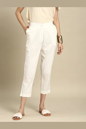 Sangria Women Straight Fit Cotton Cigarette Trousers