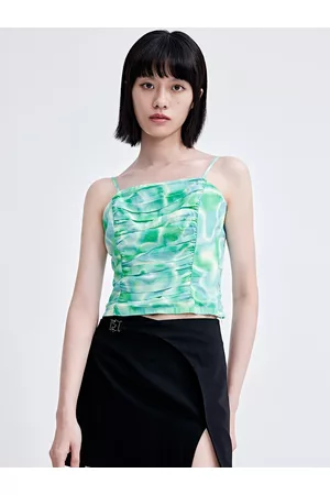 Urban Revivo Ruched Tie and Dye Crop Top