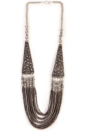 Bamboo Tree Jewels Silver-Toned Tribal Necklace