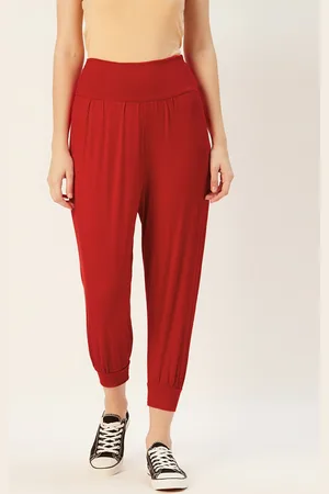 Sera Women Red Solid Cropped Joggers