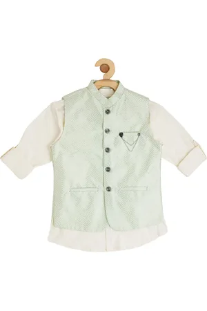 CAVIO Boys Embellished Slim-Fit Nehru Jackets with Shirt
