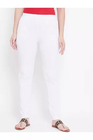 Castle Women White Slim Fit Solid Stretchable Trousers
