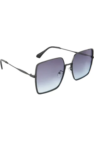 Giordano Women Grey Lens & Black Square Sunglasses with Polarised Lens