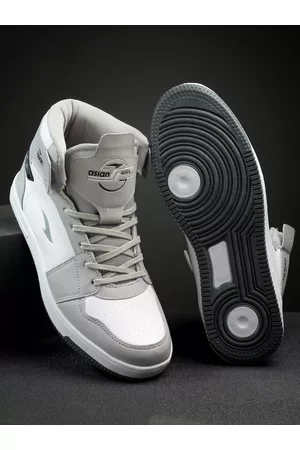 ASIAN Men Colourblocked Mid-Top Synthetic Leather Sneakers