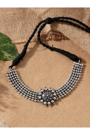Fida Silver-Plated Oxidised Necklace