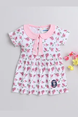 BUMZEE Infant Girls Floral Print Peter Pan Collar Fit & Flare Dress