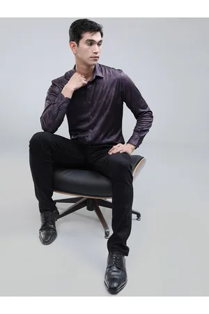 Highlander Men Floral Printed Knitted Party Wear Casual Shirt