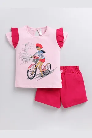 Toonyport Girls Printed Cotton Top with Shorts
