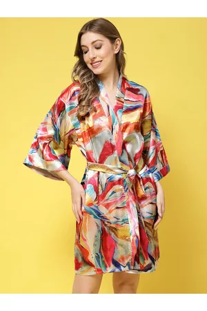 Claura Printed Silk Satin robe